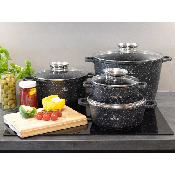 ZESTAW GARNKÓW CERAMICZNO MARMURKOWYCH NA INDUKCJE 17 ELE ZL-8536